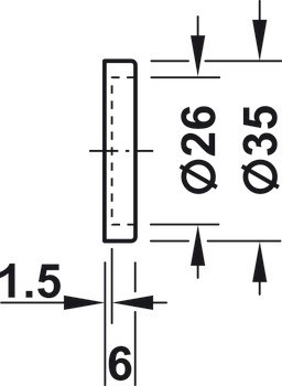 Mušle, mosaz, pro skleněné dveře, k nalepení