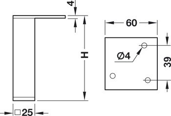 Nábytková noha, s deskou, bez výškového nastavení