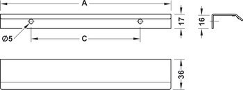 Nábytková úchytka, Hliník, oblouk, montážní středy 32-128 mm