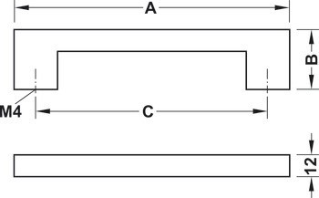 Nábytková úchytka, madlo, dřevo, hranaté