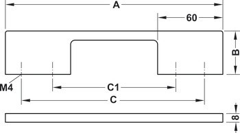 Nábytková úchytka, madlo, hliník, hranaté, Häfele Déco