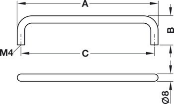 Nábytková úchytka, madlo, ocel, kulaté, Häfele Déco