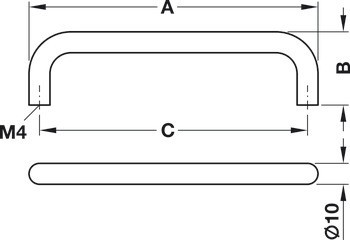 Nábytková úchytka, Madlo, ocel, kulaté