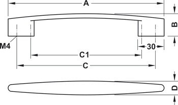 Nábytková úchytka, madlo, zinková slitina, Häfele Déco H1350