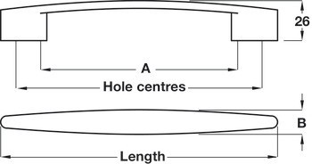 Nábytková úchytka, madlo, zinková slitina, Häfele Déco H1350