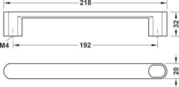 Nábytková úchytka, madlo, zinková slitina, Häfele Déco H1370