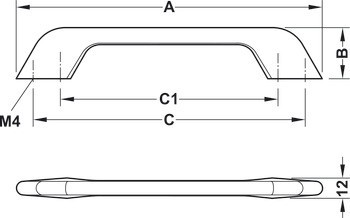Nábytková úchytka, madlo, zinková slitina, Häfele Déco H1510