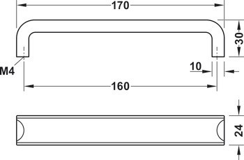 Nábytková úchytka, madlo, zinková slitina, Häfele Déco H1720