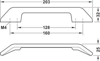 Nábytková úchytka, madlo, zinková slitina, Häfele Déco H1755
