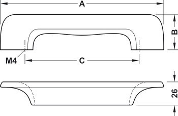 Nábytková úchytka, madlo, zinková slitina, Häfele Déco H1760