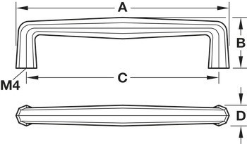 Nábytková úchytka, Madlo, zinková slitina