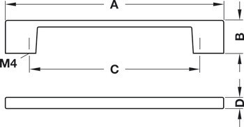 Nábytková úchytka, Madlo, zinková slitina, hranatá