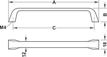 Nábytková úchytka, Madlo, zinková slitina