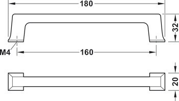 Nábytková úchytka, Madlo, zinková slitina