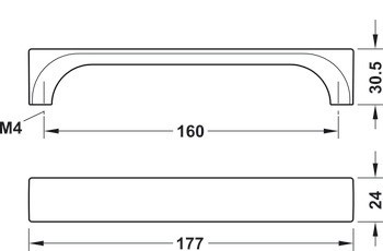 Nábytková úchytka, Madlo, zinková slitina
