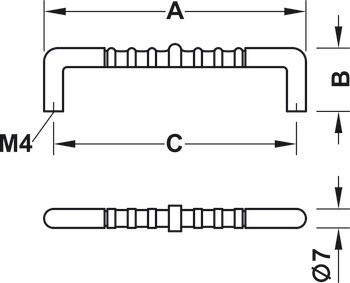 Nábytková úchytka, madlo, zinková slitina