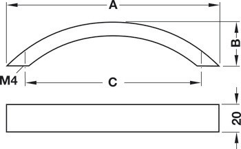 Nábytková úchytka, oblouková úchytka, hliník, Häfele Déco