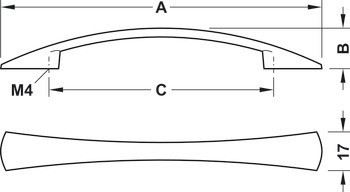 Nábytková úchytka, oblouková úchytka, zinková slitina, Häfele Déco