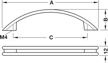 Nábytková úchytka, oblouková úchytka, zinková slitina, Häfele Déco