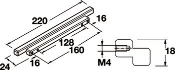 Nábytková úchytka, prstová úchytka, hliník, hranatá, Häfele Déco H1355