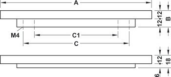Nábytková úchytka, prstová úchytka, hliník, hranatá, Häfele Déco H1355