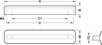 Nábytková úchytka, prstová úchytka, zinková slitina, Häfele Déco H1550