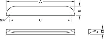 Nábytková úchytka, prstová úchytka, zinková slitina, Häfele Déco