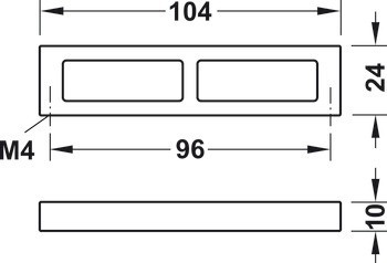 Nábytková úchytka, prstová úchytka, zinková slitina, šířka 104 mm, hranatá, Häfele Déco H1320
