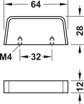 Nábytková úchytka, prstová úchytka, zinková slitina, tvar D, s vložkou z koženky, Häfele Déco H1575