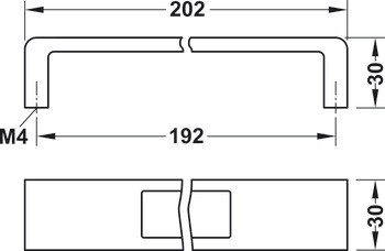 Nábytková úchytka s oblastí pro štítek, zinková slitina, s plastovým krytem
