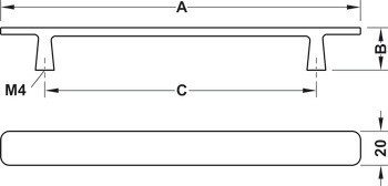 Nábytková úchytka, úchytka se soklem, hliník, Häfele Déco H2115