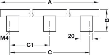 Nábytková úchytka, úchytka se soklem, hliník, kulatá, hranatý sokl, Häfele Déco