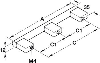 Nábytková úchytka, úchytka se soklem, hliník, kulatá, hranatý sokl, Häfele Déco