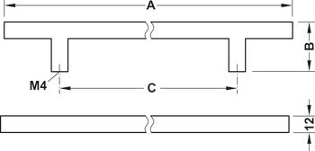 Nábytková úchytka, úchytka se soklem, nerez, hranatá, Häfele Déco