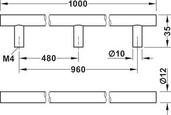 Nábytková úchytka, úchytka se soklem, nerez, kulatá, Häfele Déco