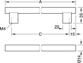 Nábytková úchytka, Úchytka se soklem, nerez, kulatá, sokl hranatý
