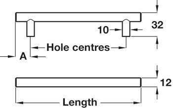 Nábytková úchytka, úchytka se soklem, ocel, Häfele Déco