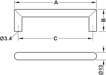 Nábytková úchytka, zkosená úchytka z polyamidu
