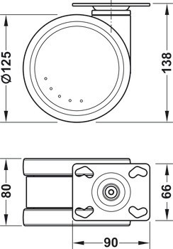 Nábytkové kolečko, Nosnost 125 kg