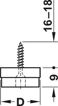 Nábytkový kluzák, filc, výška 9 mm, se šroubem