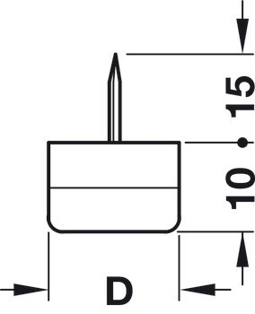 Nábytkový kluzák, výška 10 mm, plast, k naražení