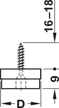 Nábytkový kluzák, výška 9 mm, filc, se šroubem