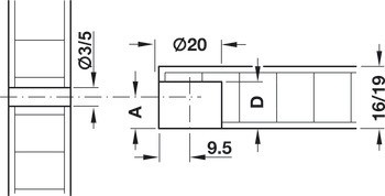 Nábytkový spoj, Rasant-Tab, k nasunutí do vrtaného otvoru ⌀ 5 mm