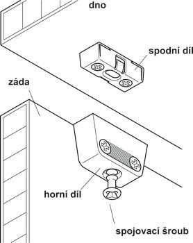 Nábytkový spoj, RV/U-T3 vnitřní prvek, ±1,5 mm