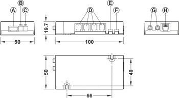 Nábytkový terminál, FT 200/FT 200 CAP, Dialock, pro ovládání nábytkových zámků EFL, připojení pro 2 antény FAN 200