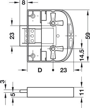 Nábytkový zámek se závorou, se záskočkou, backset 15–30 mm