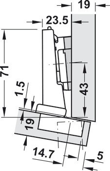 Nábytkový závěs -15°, Blum Clip Top Blumotion 110°