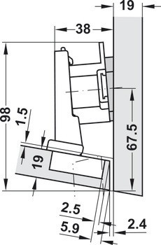 Nábytkový závěs -15°, Blum Clip Top Blumotion 110°