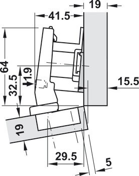 Nábytkový závěs 15°, Blum Clip Top Blumotion 95°