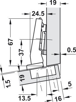 Nábytkový závěs 15°, Blum Clip Top Blumotion 95°